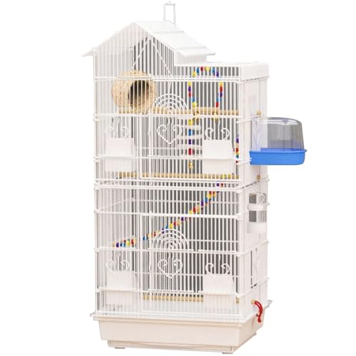 39 Zoll Vogelkäfig Wellensittichkäfig, Groß Vogelvoliere Vogelhaus Draußen Papageienkäfig Für Kanarienvogel, Parakeet(White,10pcs) von BTRUTY
