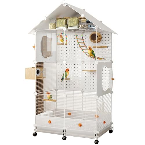 60 Zoll Groß Innen Vogelkäfig, Vogelhaus Flugkäfig Mit Rollständer Außen Zuchtkäfig Vögel Für Wellensittich Papageien(14pcs) von BTRUTY