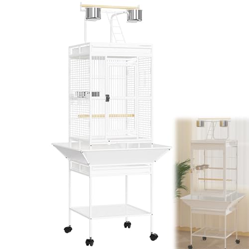 65 Inch Groß Vogelkäfig Mit Spielen Top, Papageienkafig Vogelvoliere Innen Mit Rollständer Vogelhaus Zuchtkäfig Für Wellensittich, Kanarienvogel von BTRUTY
