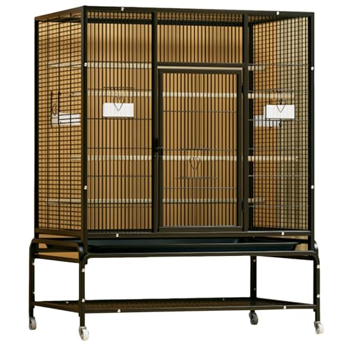 Groß Flugkäfig Vogelkäfig Mit Rollständer, Innen Eisen Wellensittich Vogelvoliere Vogel Zuchtkäfig Für Papageien, Kanarienvogel(Blacke(47in),3pcs) von BTRUTY