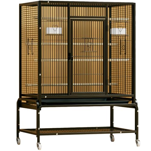 Groß Flugkäfig Vogelkäfig Mit Rollständer, Innen Eisen Wellensittich Vogelvoliere Vogel Zuchtkäfig Für Papageien, Kanarienvogel(Blacke(47in),6pcs) von BTRUTY