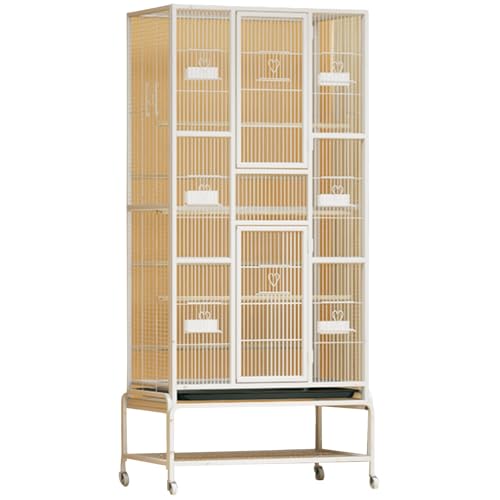 Groß Flugkäfig Vogelkäfig Mit Rollständer, Innen Eisen Wellensittich Vogelvoliere Vogel Zuchtkäfig Für Papageien, Kanarienvogel(White(69in),3pcs) von BTRUTY