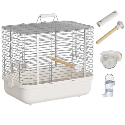 Metall Vogelkäfig Zuchtkäfig, Tragbarer Wellensittich Vogelhaus Reisekäfig Innen Vogelvoliere Für Wellensittich, Kanarienvogel(Large(White)) von BTRUTY