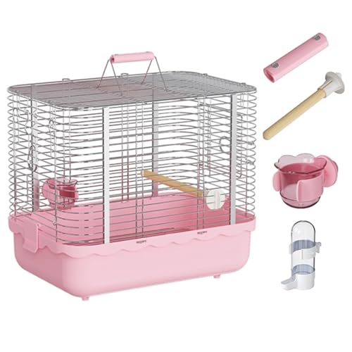 Metall Vogelkäfig Zuchtkäfig, Tragbarer Wellensittich Vogelhaus Reisekäfig Innen Vogelvoliere Für Wellensittich, Kanarienvogel(Large(pink)) von BTRUTY