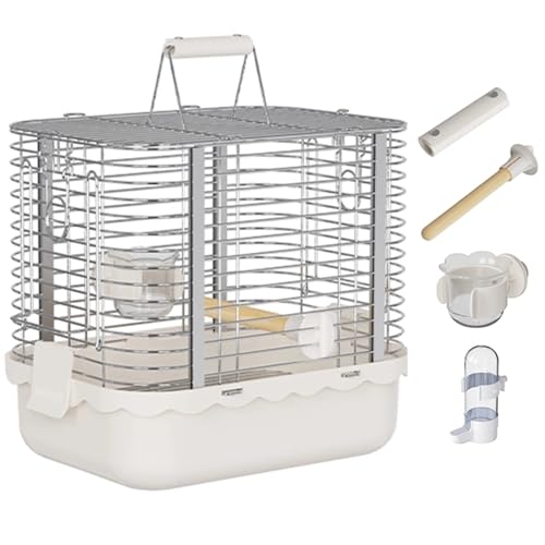 Metall Vogelkäfig Zuchtkäfig, Tragbarer Wellensittich Vogelhaus Reisekäfig Innen Vogelvoliere Für Wellensittich, Kanarienvogel(Small(White)) von BTRUTY