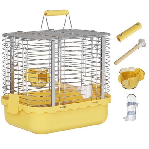 Metall Vogelkäfig Zuchtkäfig, Tragbarer Wellensittich Vogelhaus Reisekäfig Innen Vogelvoliere Für Wellensittich, Kanarienvogel(Small(Yellow)) von BTRUTY