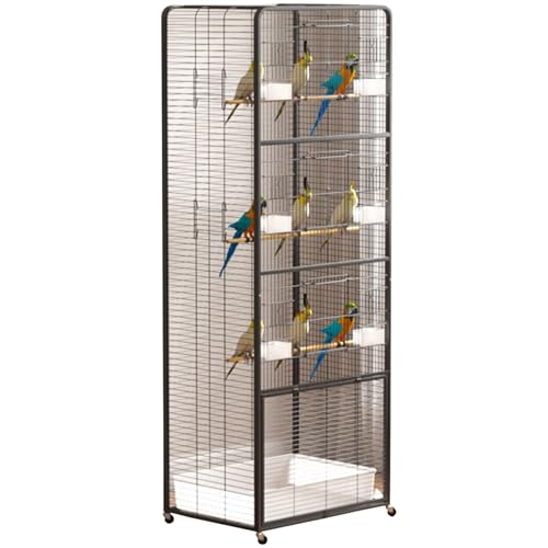 Vogelkäfig Vogelhaus Mit Ausziehbarem Tray, Innen Papageienkäfig Mit Offenem Dach, Flugkäfig Vogelvoliere Für Wellensittich, Kanarienvogel(Black,Large) von BTRUTY