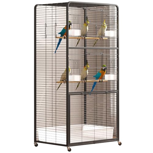 Vogelkäfig Vogelhaus Mit Ausziehbarem Tray, Innen Papageienkäfig Mit Offenem Dach, Flugkäfig Vogelvoliere Für Wellensittich, Kanarienvogel(Black,Medium) von BTRUTY
