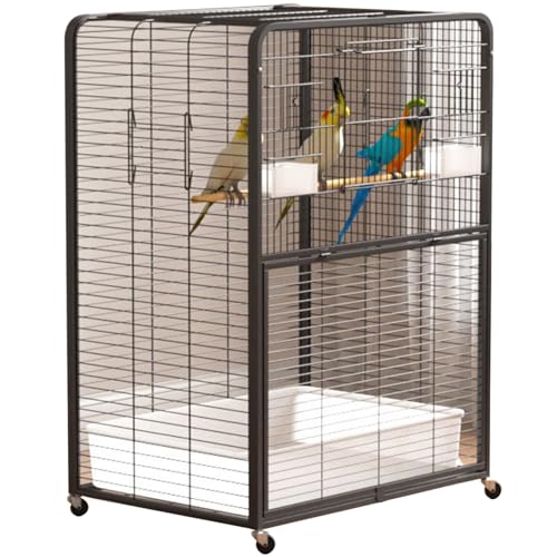 Vogelkäfig Vogelhaus Mit Ausziehbarem Tray, Innen Papageienkäfig Mit Offenem Dach, Flugkäfig Vogelvoliere Für Wellensittich, Kanarienvogel(Black,Small) von BTRUTY