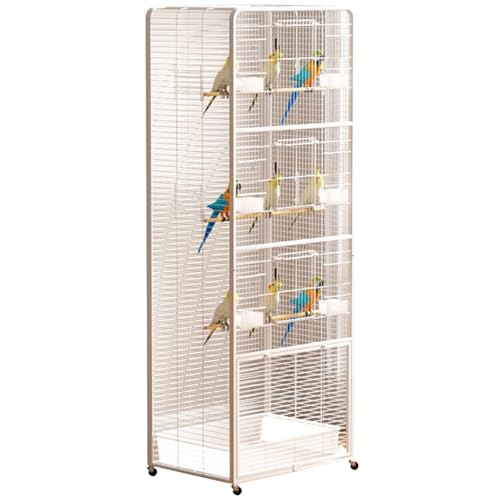 Vogelkäfig Vogelhaus Mit Ausziehbarem Tray, Innen Papageienkäfig Mit Offenem Dach, Flugkäfig Vogelvoliere Für Wellensittich, Kanarienvogel(White,Large) von BTRUTY