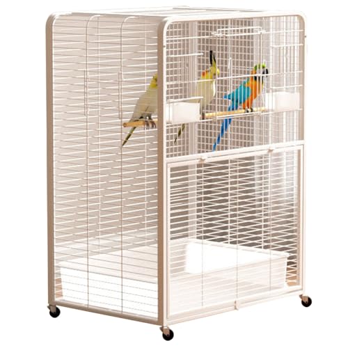 Vogelkäfig Vogelhaus Mit Ausziehbarem Tray, Innen Papageienkäfig Mit Offenem Dach, Flugkäfig Vogelvoliere Für Wellensittich, Kanarienvogel(White,Small) von BTRUTY