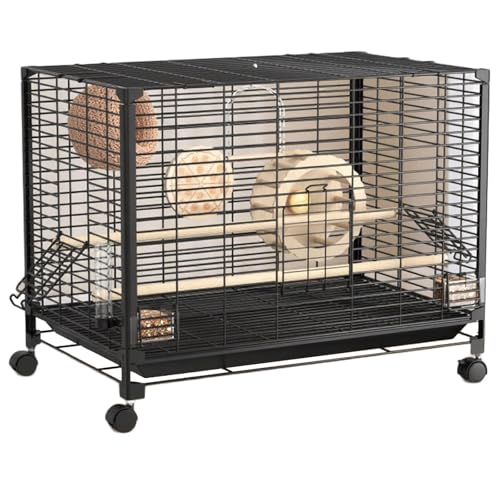 Wellensittiche Vogelkäfig, Innen Papageienkäfig Vogelvoliere Mit Rollständer Flugkäfig Vogelhaus Für Papageien, Kanarienvogel(Black,Medium(7pcs)) von BTRUTY