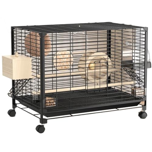 Wellensittiche Vogelkäfig, Innen Papageienkäfig Vogelvoliere Mit Rollständer Flugkäfig Vogelhaus Für Papageien, Kanarienvogel(Black,Medium(9pcs)) von BTRUTY