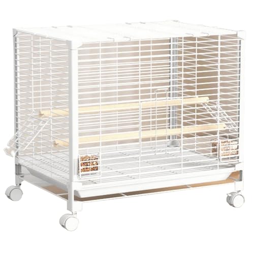 Wellensittiche Vogelkäfig, Innen Papageienkäfig Vogelvoliere Mit Rollständer Flugkäfig Vogelhaus Für Papageien, Kanarienvogel(White,Small(2pcs)) von BTRUTY