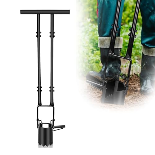 Blumenzwiebelpflanzer, 94cm Blumenzwiebel-Pflanzwerkzeug mit Doppelstange, Zwiebelpflanzer für Blumenzwiebeln, Gezahnte Pflanzhilfe, Garten Rasen Werkzeug für Blumenpflanzen, Erdeproben, Umpflanzen von BTSAE