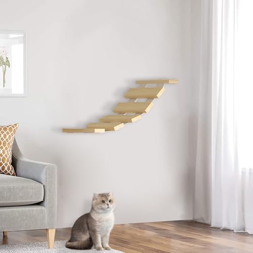 Kletterwand Katzen, Katzenwandmöbel Holz, Katzen Wandelemente DIY Kombination, Katzen Kletterwand Set, Katzenleiter, Katzenkratzbaum, Katzentreppe, Katzennest (Katze Weiche Leiter) von BTSAE