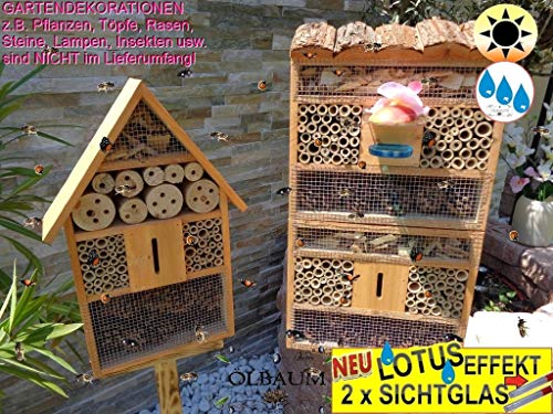 XXL-Insektenhotel +3,5M-Oberfäche 80 cm, 2 x Bienenhotel, mit Lotus, Viereckig-HOCH mit Rindendach + von BTV Batovi