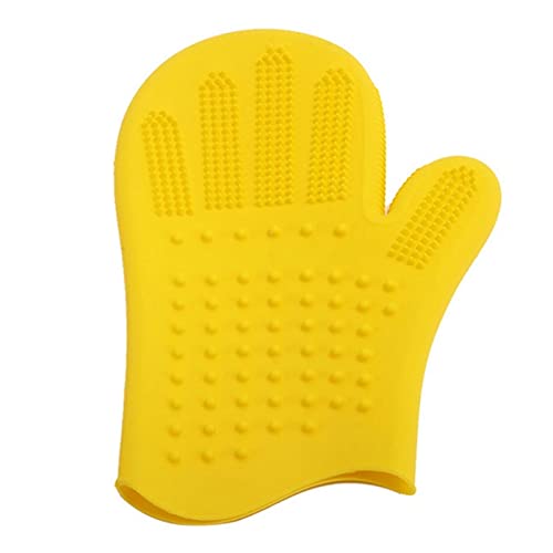BTWYU Haustierbürste Silikonbürste zur Haarentfernung for Hunde und Katzen, doppelseitige Reinigungsbürste for die Tierpflege(Yellow) von BTWYU