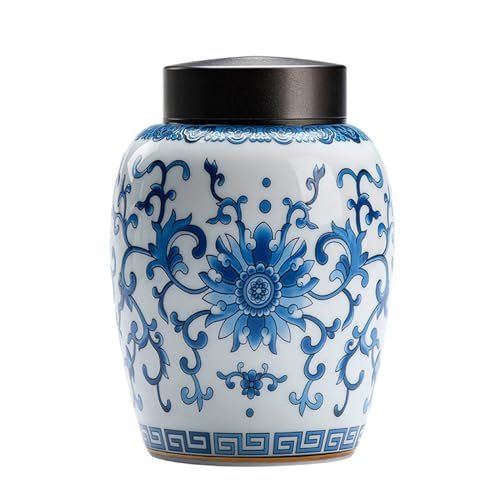 BTYQKZVPM Mini-Haustierurnen, Blau-weiße Urne aus Porzellan for menschliche Asche, 25,4 x 23,9 cm BTYQKZVPM Mini-Haustierurnen, Blau-weiße Urne aus Porzellan for menschliche Asche, 25,4 x 23,9 cm von BTYQKZVPM