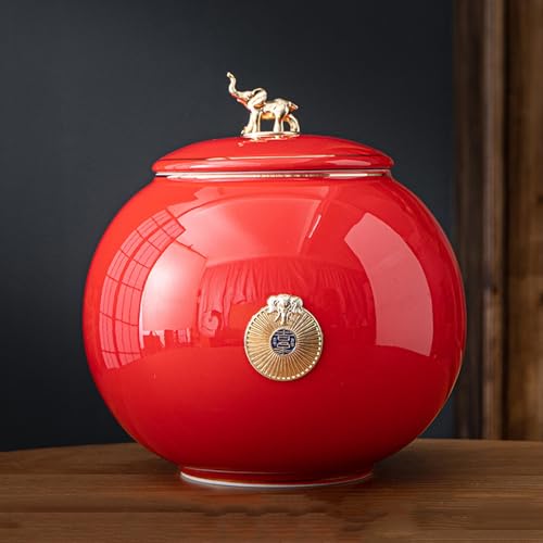 BTYQKZVPM Mini-Haustierurnen, Gedenkurne aus Keramik mit Elefantenmotiv, for menschliche Asche, Mehrfarbig, mehrere Größen(Red,Big) von BTYQKZVPM