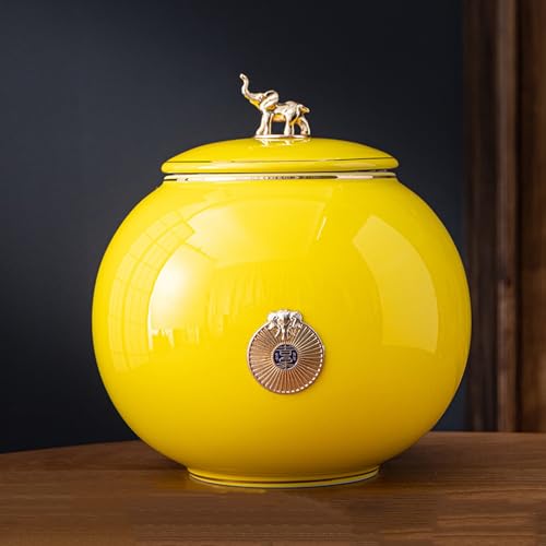 BTYQKZVPM Mini-Haustierurnen, Gedenkurne aus Keramik mit Elefantenmotiv, for menschliche Asche, Mehrfarbig, mehrere Größen(Yellow,Little) von BTYQKZVPM