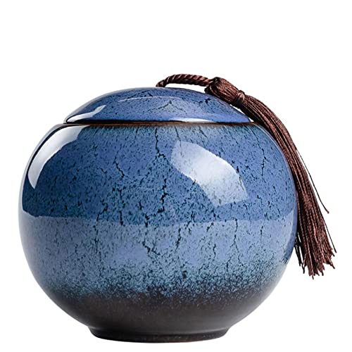 BTYQKZVPM Mini-Haustierurnen, Urnen aus glasierter Keramik for menschliche Asche, Andenken, Haustierurnen, 4 Stück, Mehrfarbig(Blue) von BTYQKZVPM