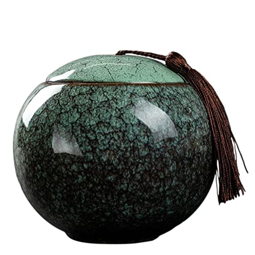 BTYQKZVPM Mini-Haustierurnen, Urnen aus glasierter Keramik for menschliche Asche, Andenken, Haustierurnen, 4 Stück, Mehrfarbig(Green) von BTYQKZVPM