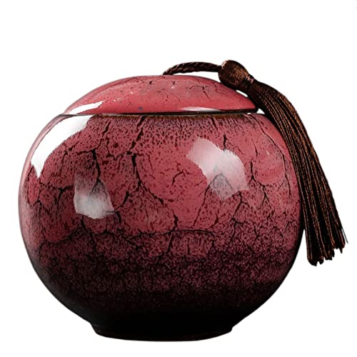 BTYQKZVPM Mini-Haustierurnen, Urnen aus glasierter Keramik for menschliche Asche, Andenken, Haustierurnen, 4 Stück, Mehrfarbig(Red) von BTYQKZVPM