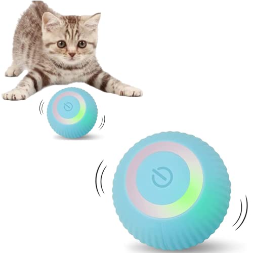 Katzenspielzeug Elektrisch mit LED Licht Katzenspielzeug Selbstbeschäftigung 360-Grad-Ball Interaktives Katzenspielzeug Selbstdrehender, Intelligentes USB Wiederaufladbarer Katzenspielzeug Ball von BTkviseQat