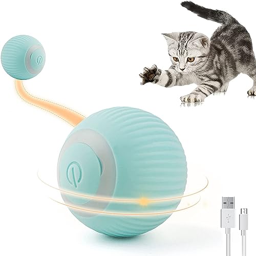 Katzenspielzeug Elektrisch mit LED Licht Katzenspielzeug Selbstbeschäftigung 360-Grad-Ball Interaktives Katzenspielzeug Selbstdrehender, Intelligentes USB Wiederaufladbarer Katzenspielzeug Ball von BTkviseQat