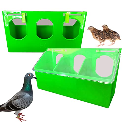 BUAKAW-X Tauben-Futterspender für Wachteln, Wasser, 2 Stück, Vogel, Hühner, Enten, Futterspender mit 3 Löchern, für Haustiere und Futterspender, Essen (drei Löcher) von BUAKAW-X