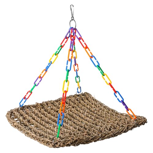 BUBEFSKD Gras Gewebte Vogel Hängematte Natures Grasbett Kanarien Ruhestieren Matten Hängematte Für Wellensittiche Und Kakadosen Atmungsaktive Barsche von BUBEFSKD