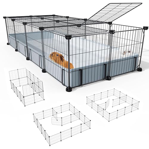 BUCATSTATE 20 Panels Guinea Pig Cages, Rabbit Cage Indoor with Waterproof Mat, 56" L x 24" W x 12" H Small Animal Cage with Door for Guinea Pigs, Bunny, Hedgehogs, Chinchillas von BUCATSTATE