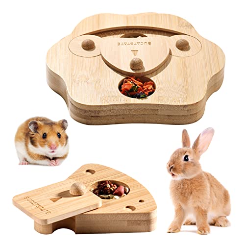 BUCATSTATE Hamster Futtersuchspielzeug 2PCS, Bambus Anreicherung Futtersuchspielzeug für kleine Haustiere, Interaktive Verstecken Leckereien Puzzle-Spiel für Meerschweinchen, Vögel, Kaninchen von BUCATSTATE