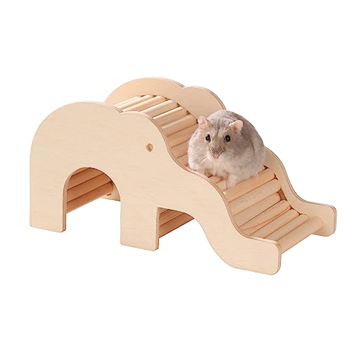 BUCATSTATE Hamster Holzhaus mit Kletterleiter, Haus Holz Zubehör für Hamsterkäfig Rennmäuse Mäuse Zwerghamster Kleintier von BUCATSTATE