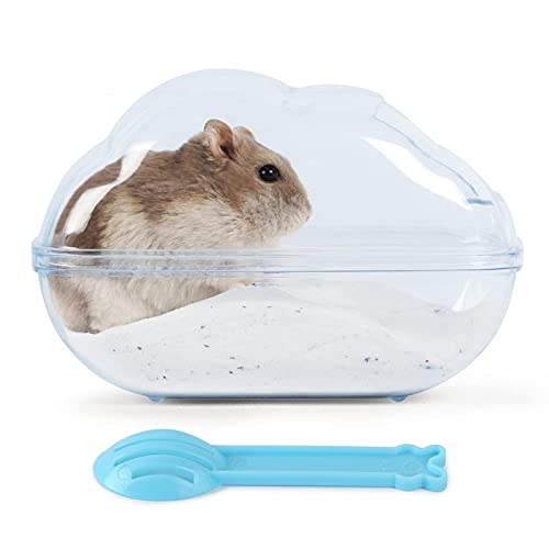 BUCATSTATE Hamster Sand Badezimmer, Hamster Sandbad Sandkasten Toilette mit Schaufel Sand Trockenbad Container für Chinchilla, Goldene Bären, Gerbil (Transparent Blue, M) von BUCATSTATE