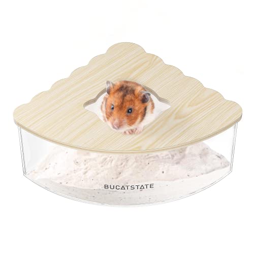 BUCATSTATE Hamster-Sandbad-Container – Acryl-Dusch- und Grabungsraum-Katzenklo für Mäuse, Lemminge, Rennmäuse (fächerförmig) von BUCATSTATE