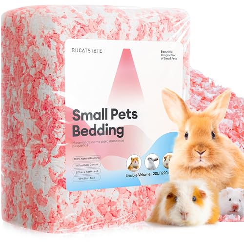 BUCATSTATE Hamster Streu 20L, Besonders Saugfähige & 99,9% Staubfrei Kleintierstreu Papierstreu, Einstreu Meerschweinchen für Kleine Haustiere wie Mäuse, Rennmäuse, Nagetiere, Kaninchen (Rosa) von BUCATSTATE