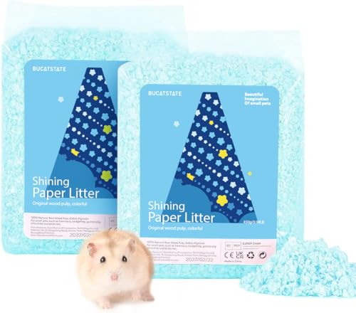 BUCATSTATE Hamster Streu Bunt, 900g Hamster Streu Staubfrei Meerschweinchen Toiletten Streu -Geruchskontrolle, Natürlich für Kleine Haustiere, Nager, Chinchilla, Mäuse (Blue) von BUCATSTATE