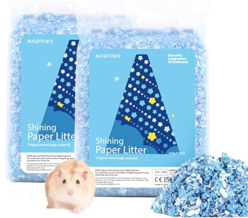 BUCATSTATE Hamster Streu Bunt, 900g Hamster Streu Staubfrei Meerschweinchen Toiletten Streu -Geruchskontrolle, Natürlich für Kleine Haustiere, Nager, Chinchilla, Mäuse (Dark Blue) von BUCATSTATE