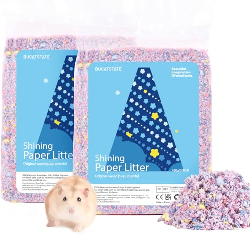 BUCATSTATE Hamster Streu Bunt, 900g Hamster Streu Staubfrei Meerschweinchen Toiletten Streu -Geruchskontrolle, Natürlich für Kleine Haustiere, Nager, Chinchilla, Mäuse (Purple) von BUCATSTATE