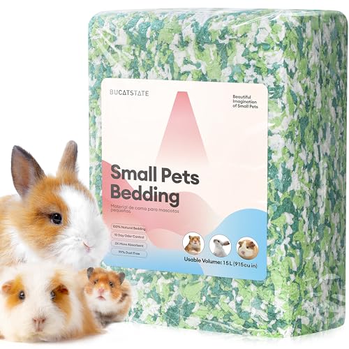 BUCATSTATE Hamstereinstreu, 15 l, 99 % staubfrei und geruchshemmend, Meerschweincheneinstreu, Naturpapier, Kanincheneinstreu für Käfige, Ratten, syrischer Zwerghamster, Igel (Minzgrün) von BUCATSTATE