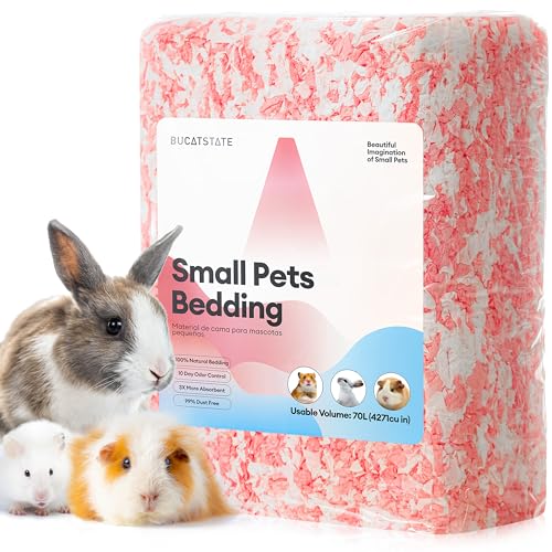 BUCATSTATE Hamstereinstreu, 70 l, 99 % staubfrei und geruchshemmend, Meerschweincheneinstreu, Naturpapier, Kanincheneinstreu für Käfige, Ratten, syrischer Zwerghamster, Igel (Rosa) von BUCATSTATE