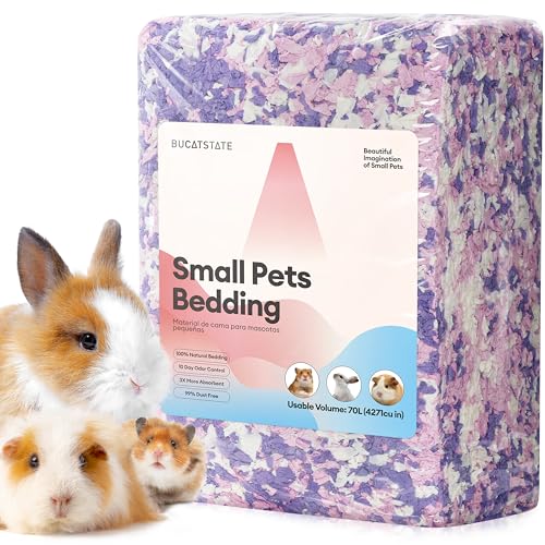 BUCATSTATE Hamstereinstreu, 70 l, 99 % staubfrei und geruchshemmend, Meerschweincheneinstreu, Naturpapier, Kanincheneinstreu für Käfige, Ratten, syrischer Zwerghamster, Igel (lila) von BUCATSTATE