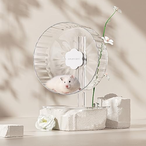 BUCATSTATE Laufrad Hamster, 22cm Hamsterrad Leise Hamster Spielzeug rutschfeste für Zwerghamster Mäuse Kleintier Haustier (Starlight 2.0-Transparent) von BUCATSTATE