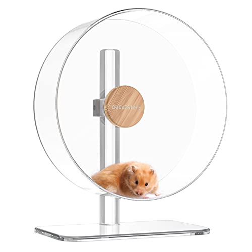 BUCATSTATE Laufrad Hamster, 32cm Acrylic Hamsterrad Leise mit Verstellbare Basis Hamster Spielzeug für Igel, Chinchillas, Roborowski Zwerghamster, Goldhamster, Rennmaus von BUCATSTATE