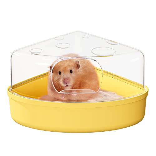 BUCATSTATE Hamster Sandbad, Hamster Sand Badezimmer Sandkasten Toilette Sand Trockenbad Container für Chinchilla, Goldene Bären, Gerbil (Large, Yellow) von BUCATSTATE