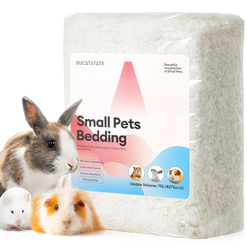 BUCATSTATE Hamster Streu 70L, Besonders Saugfähige & 99,9% Staubfrei Kleintierstreu Papierstreu, Einstreu Meerschweinchen für Kleine Haustiere wie Mäuse, Rennmäuse, Nagetiere, Kaninchen (Weiß) von BUCATSTATE