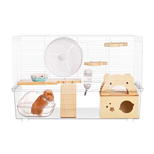BUCATSTATE Hamsterkäfig mit Zubehör, Gratis Wasserflasche, Laufrad, Futternapf und Versteck, Käfige Rattenkäfig für Rennmäuse, Mäuse, Zwerghamster, Kleintiere (62 x 43 x 35 cm) von BUCATSTATE