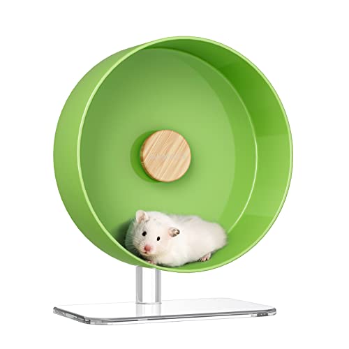 Bucatstate Hamsterrad, 26cm Laufrad Hamster Leise Hamster Spielzeug Transparent, Rutschfeste Laufscheibe für Totoro Mouse Eichhörnchen Chinchillas Kleintier Haustier(Grün) von BUCATSTATE